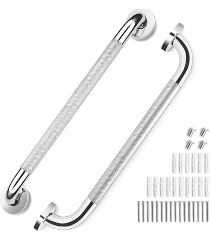 2-Pack 12" Stainless Steel Shower Grab Bars - 500 Lb Capacity, Anti-Slip, For Bathroom Safety - View #2