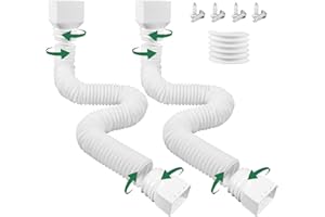 FEILAYDUN 2 Pack Rain Gutter Downspout Extensions, Upgraded Flexible Drain Downspout Extender, Rainwater Drainage Diverter with Mini Connector, Extendable from 20 to 127 Inches(White)