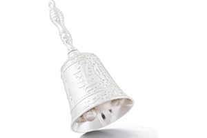 Homelavie Super Loud Solid Brass Hand Call Bell for Ringing at Wedding, New Style Hand Bells for Seniors Bedside, Teacher Classroom Bell, Dinner Bell, Tibetan Bells, Gift for Bedridden Mom (Silver)