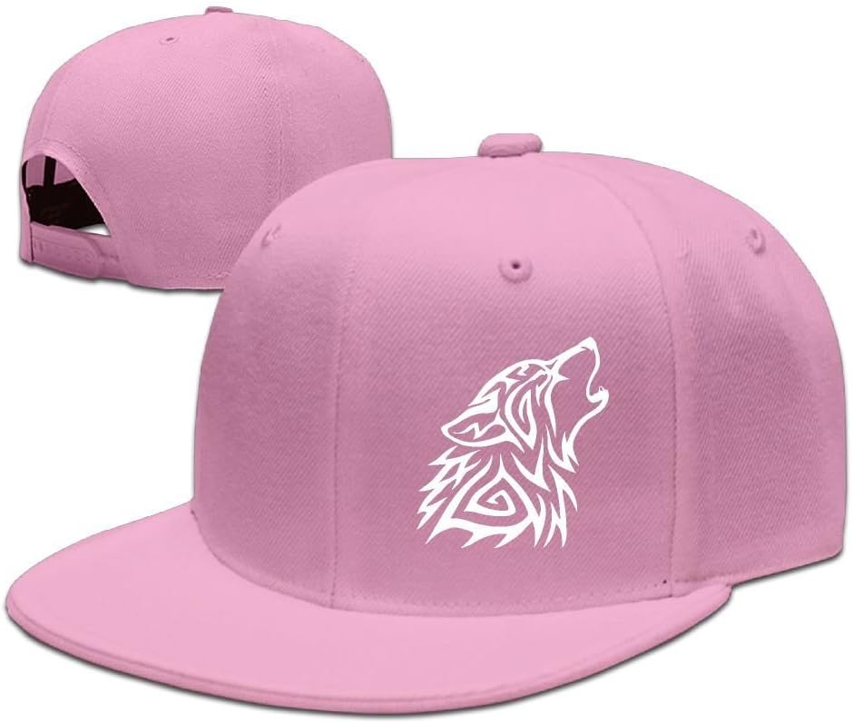 Adult Snap-Back Caps,Tribal Wolf Howl Adjustable Hip Hop Flat Brim Baseball Cap