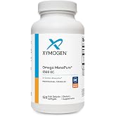 XYMOGEN Omega MonoPure 1300 EC, 120 Softgels | Heart and Brain Support, DHA and EPA Omega-3 Fish Oil, Monoglyceride High Absorption Softgels, Enteric-Coated