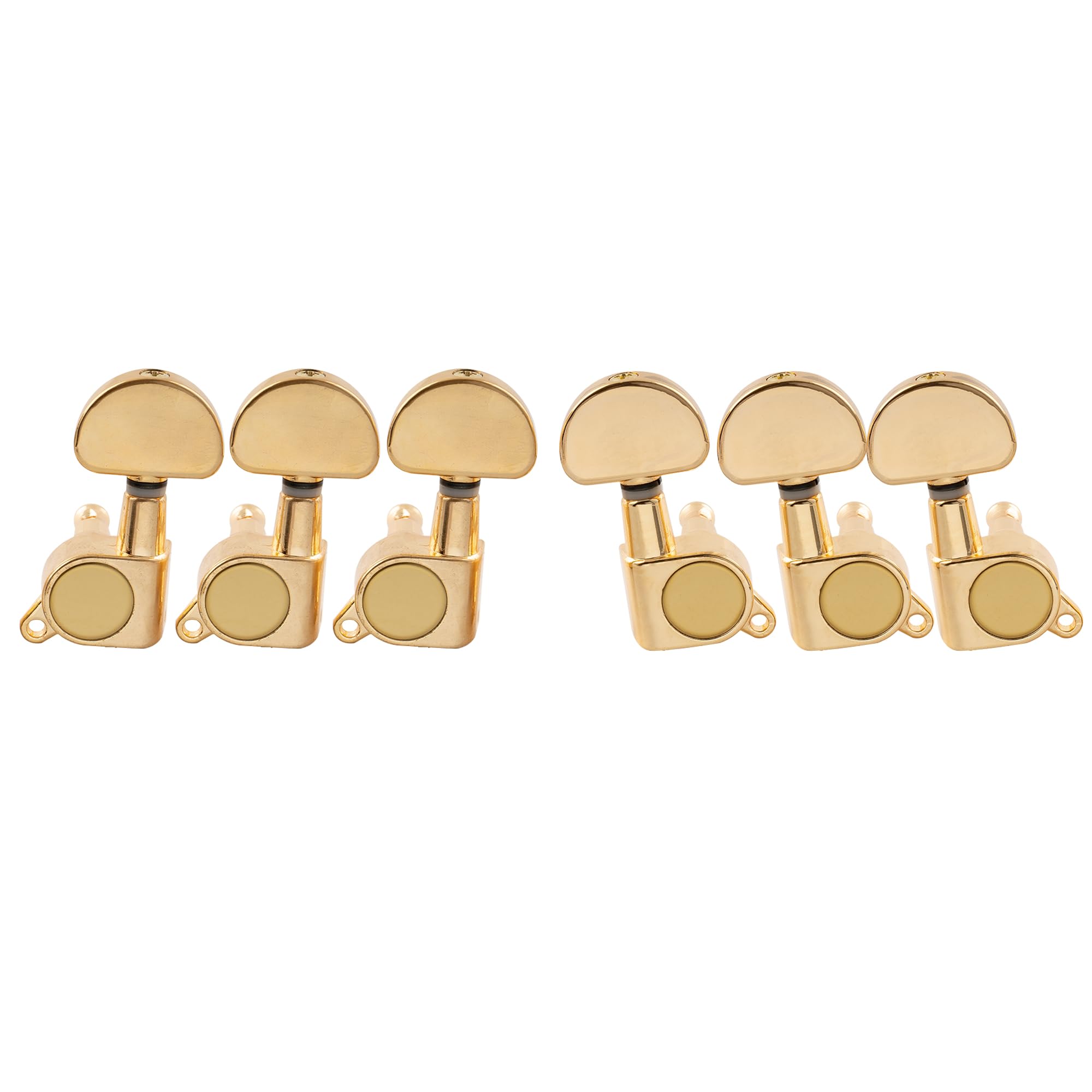 Musiclily 3+3 Sealed Guitar Tuners Tuning Pegs Keys Machine Heads Set for Electric/Acoustic Guitar, Half Moon Button Gold — image 1