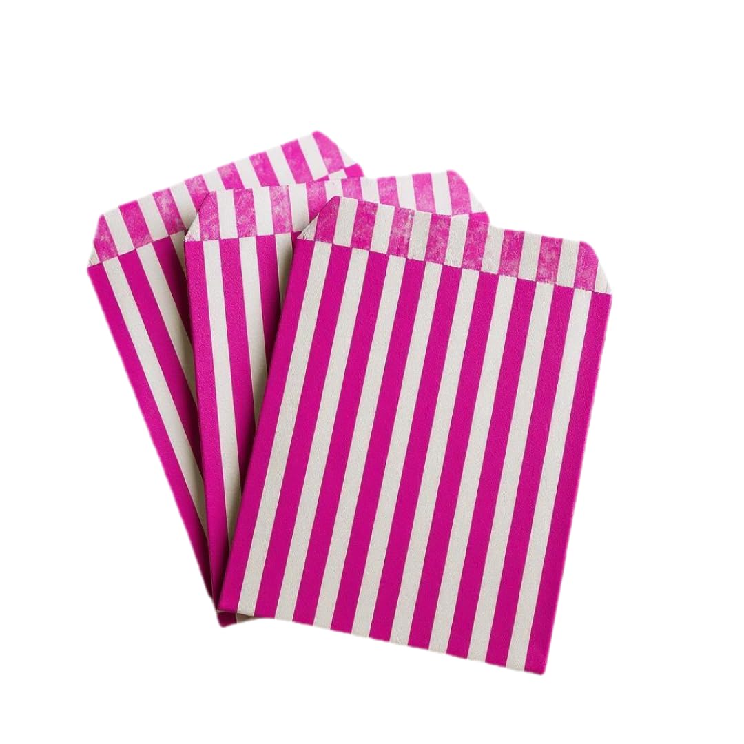 TP4U - 500 7'' x 9'' Pink Sweet Candy Striped Paper Party Bags - Suitable for Gift Shop Kids birthdays weddings Christmas Parties - Various Sizes and Quantities (500, 7'' x 9'')