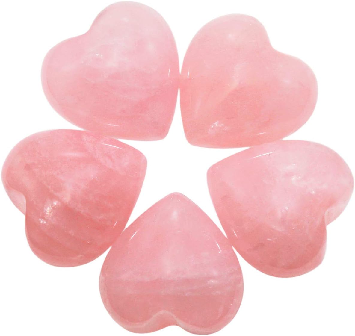 KYEYGWO Natural Rose Quartz Puff Heart Healing Crystals Love Stone - Image 3
