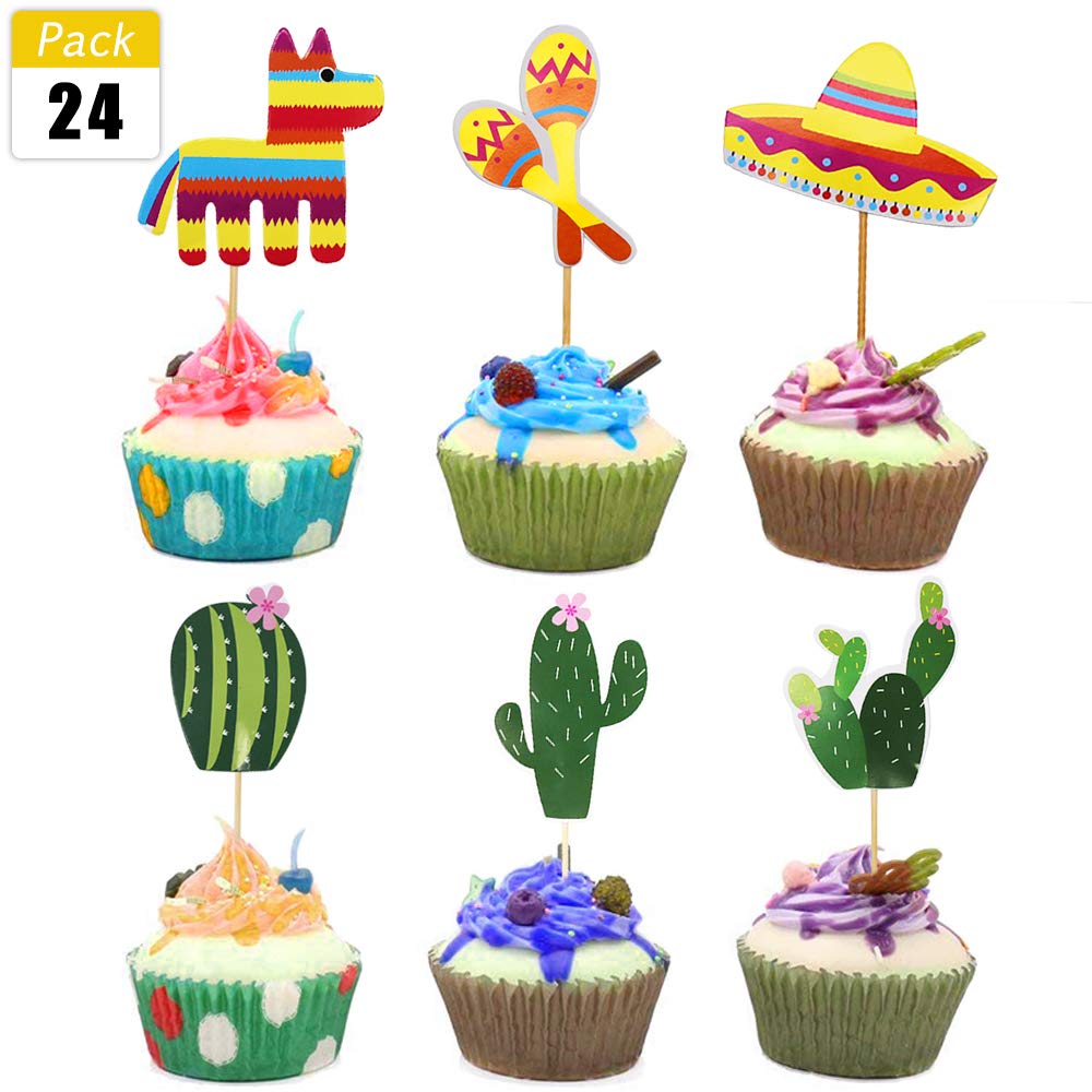 Efivs Arts 48pcs Cute Zoo Farm Animals Cake Cupcake Decorative