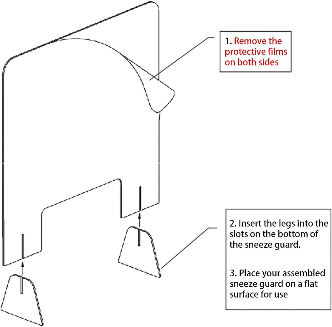(4 Pack) Sumerflos Acrylic Sneeze Guard, 24" x 24" Clear Protective Plexiglass Shield Barrier with Transaction Window, for Counter, Cashier, Store, Office, Bank : Office Products