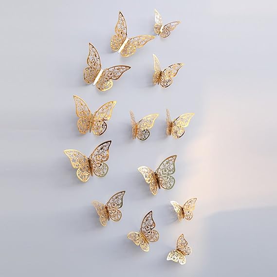 3D Gold Butterfly Wall Stickers 12 Pieces Buy Online at Best Price in