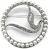 Fashion greek letter society ZETA PHI ZPB sorority symbol dove rhinestone metal round brooch (white)