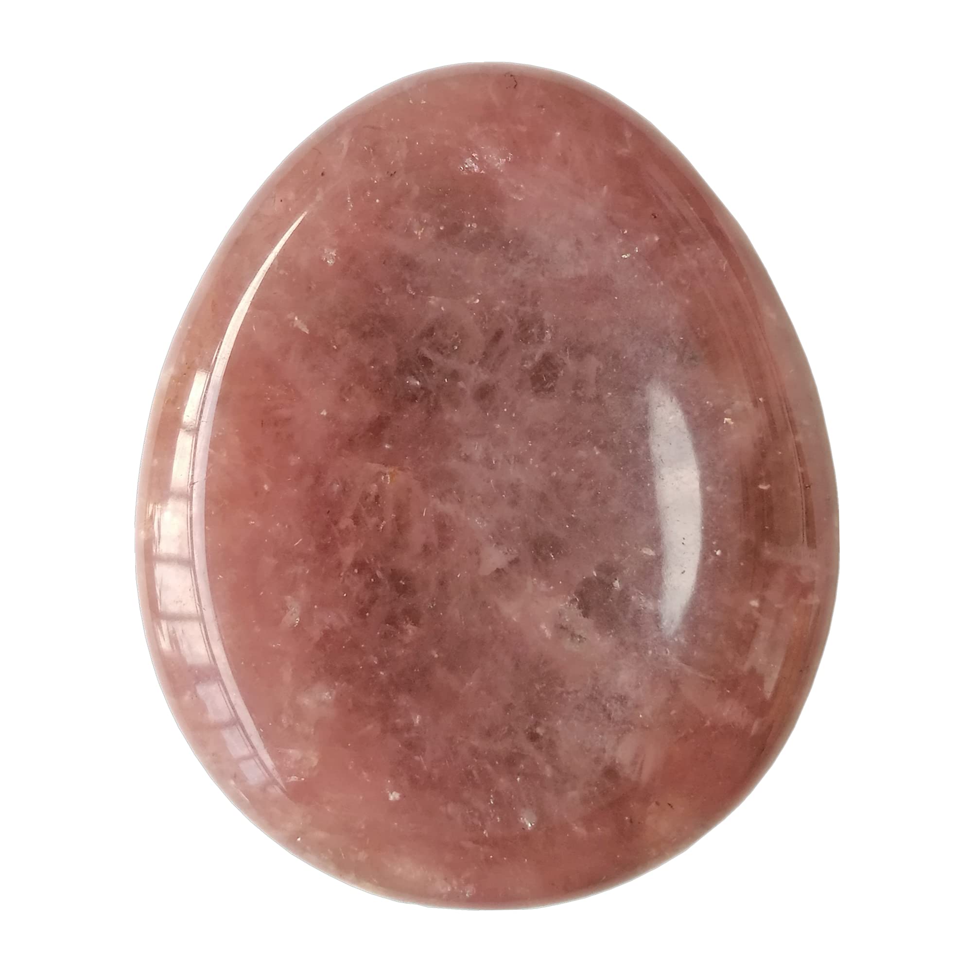 Manekieko Natural Strawberry Quartz Water Drop Chakra Thumb Worry Stone,Stress Relax Healing Reiki Crystal Pocket Palm Stones