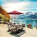 COBANA 7.5ft Patio Umbrella Outdoor Table Market Umbrella with Push Button Tilt/Crank, 6 Ribs, Red