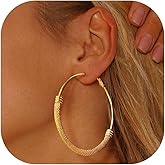 FOCALOOK 14K Gold Hoop Earrings, Lightweight Hypoallergenic Large Stainless Steel Black Hoops for Women 30/40/60/80mm