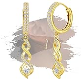 Infinity Drop Dangle Earrings for Women - Sterling Silver Cubic Zirconia Hoop Dangling Earrings Hypoallergenic Lightweight Sparkling CZ Hanging Long Earring Gifts for Her Mom Wife Sister