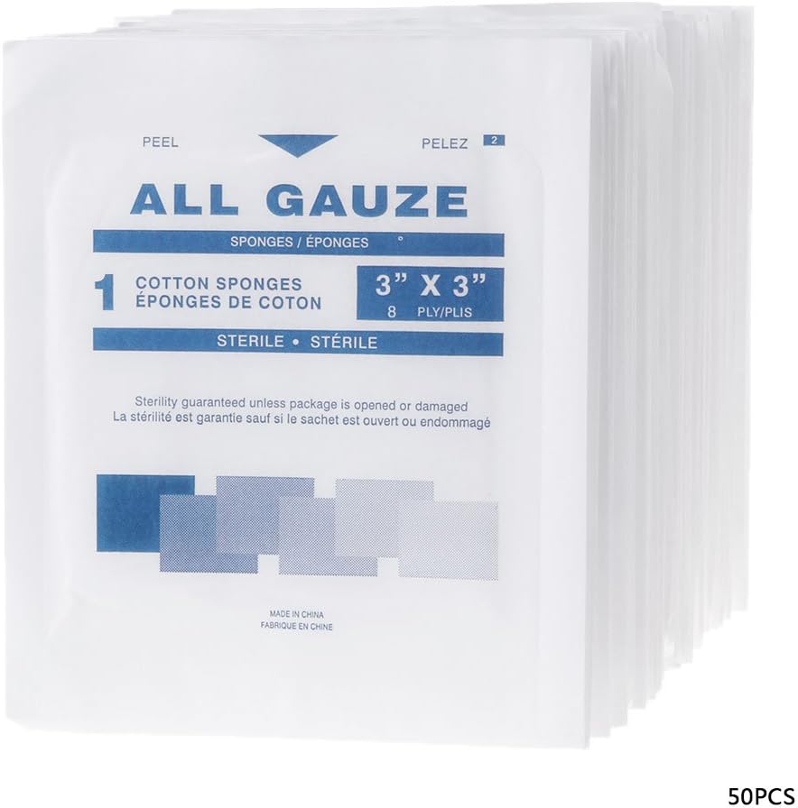 SYlive 50Pcs Sterile Gauze Pads 3x3'' Non-Stick Medical Absorbent Cotton Swabs Health