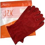 JZK Heavy Duty Leather Heat Resistant Welders Gauntlets 13in Palm 5.5in view 7
