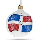 Flag of Dominican Republic Glass Ball Christmas Ornament 3.25 Inches