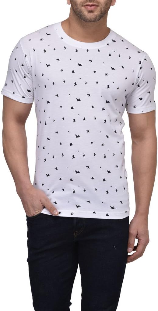 Vivid Bharti Men's Cotton Round Neck Printed T-Shirt