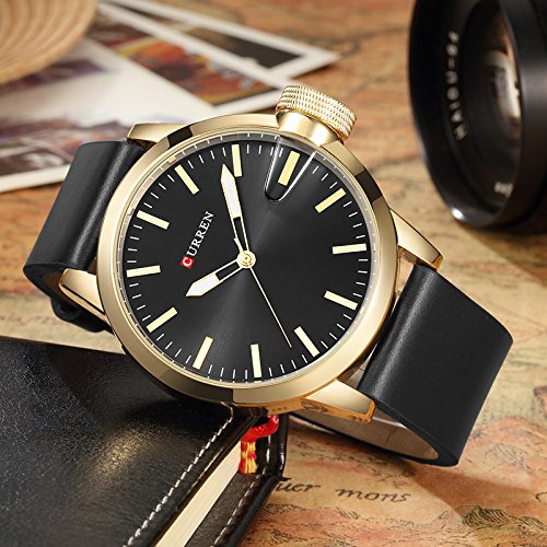 Reloj de los Hombres Originales de la Marca CURREN Prueba de Agua Fecha analógica Relojes de Cuarzo Negro Hombres Relojes de Pulsera - Imagen 5