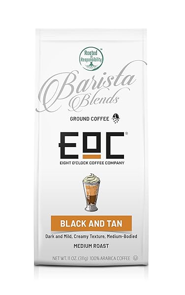 EIGHT O’CLOCK COFFEE BARISTA BLENDS GROUND COFFEE, BLACK & TAN, 11 OUNCE
