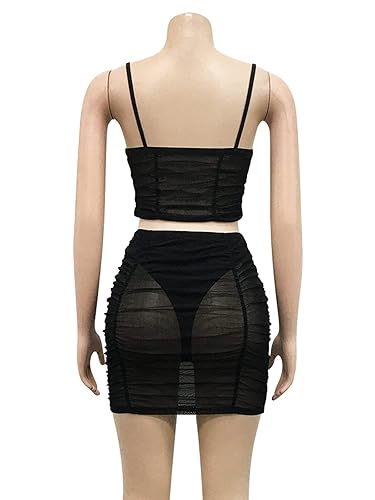 Ekaliy Sexy Two Piece Club Outfits for Women Sheer Mesh Dress See Through Bodycon Dress 2 Piece Ruched Mini Skirt Sets Black XL in Kenya | Whizz Club Ekaliy Sexy Two Piece Club Outfits for Women Sheer Mesh Dress See Through Bodycon Dress 2 Piece Ruched Mini Skirt Sets Black XL in Kenya | Whizz Club