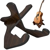 LALAOKS 1Pair Wooden Folding Portable Guitar Stand Black walnut | Safe Cradle‑Style Scratch‑Free Wooden Guitar Stand, X‑Frame, Fits Guitar Bass, Detachable For Travel