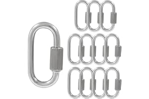 Qjaiune 12Pcs Quick Links 1/8 Inch 304 Stainless Steel D Shape Locking Quick Connector, M3.5 Quick Link Chain Heavy Duty Dura