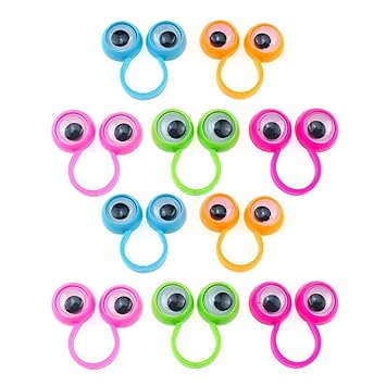 Crazy-Store Funny Eye Finger Puppets Plastic Rings with Wiggle Eyes Capsule Toy (10pcs)