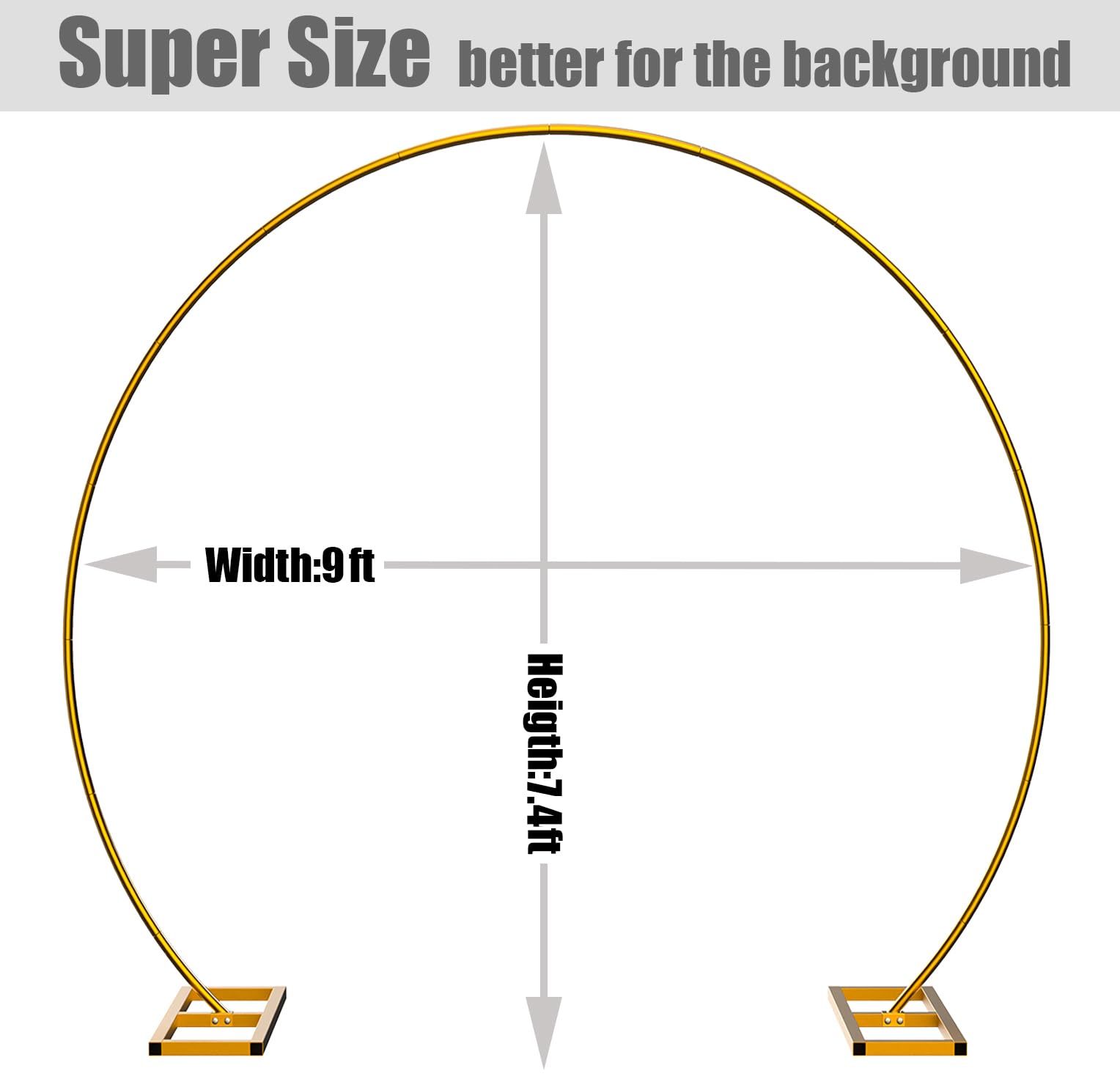 LANGXUN 9ft Large Size Metal Circle Balloon Arch Stand Decoration, Indoor Outdoor Arch Frame for Birthday Wedding Graduation Decorations and Event Party Supplies, Baby Shower Photo Background