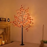 Artificial Lighted Maple Tree with 96 Warm White LED Lights, Indoor Outdoor Home Party Thanksgiving Christmas Decor(6FT/96LED)