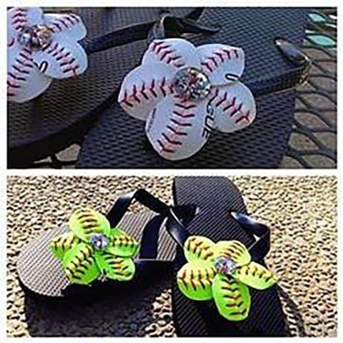 S151 Baseball or Softball Flip Flop Flower Set | with or Without Flip Flops