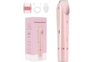 GLOWAURA Dermave Bikini Shaver - Electric Bikini Trimmer for Women, Painless Hair Removal for Face, Body & Intimate Areas (Pink)
