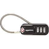 Amazon Basics TSA Accepted Hook Cable 3-Digit Combination Lock, Black, 2-Pack