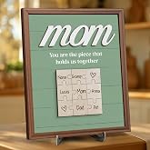 Personalized Mom Puzzle Piece Wood Sign Gift Decor, You Are The Piece That Holds Us Together Plaque with Kids Names, Mother Day Grandparents Day Birthday Gifts for Mom from Kids Daughter Son, Green