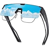 HAOLOTA Fit Over Glasses Sunglasses for Men, Wrap Around Sunglasses for Driving Cycling Outdoors UV Protection