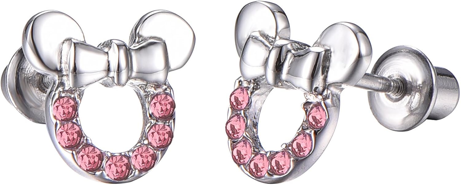 18k Gold Plated Surgical Steel Hypoallergenic Stud Earrings, Mouse Earrings for Girls with Secure Safety Screwback