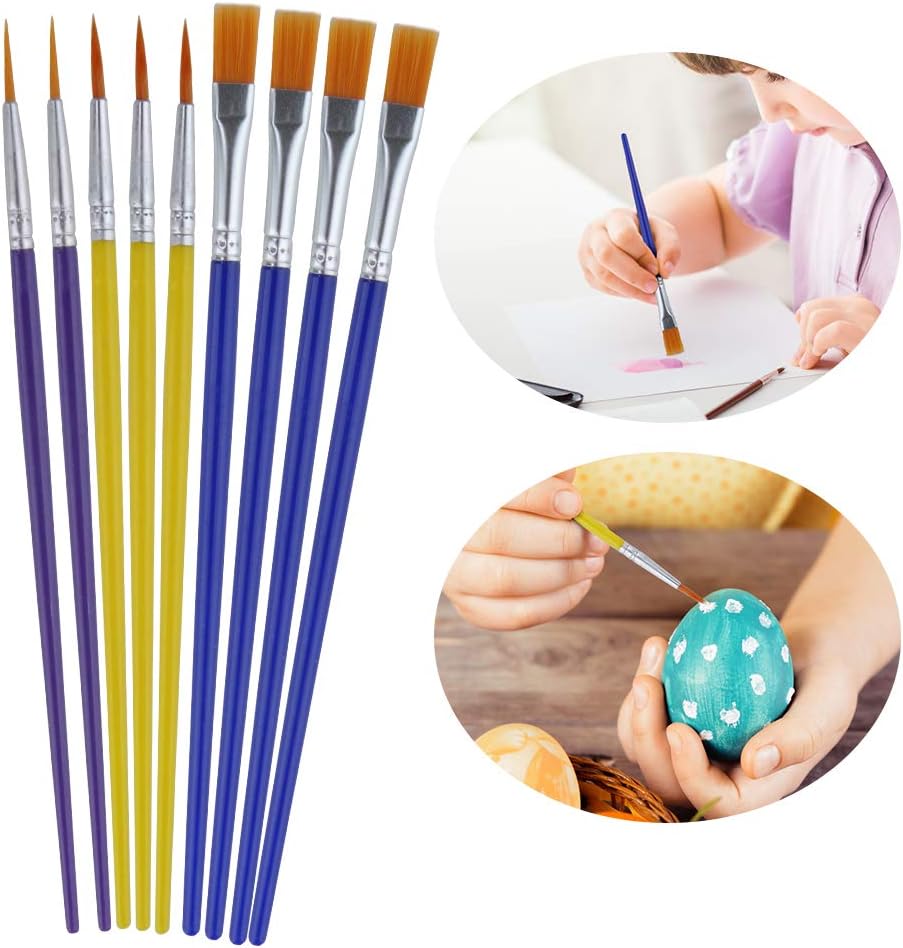 WEKSI Paint Brushes for Kids, 34Pcs Paint Supplies Include Paint Cups with No Spill Lids Palette Tray Muti Sizes Paint Brushes Set for Kids Gifts School Project Art Party: Kitchen & Dining