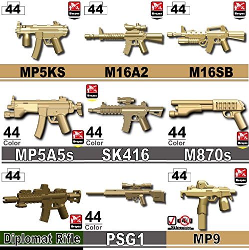 Modern Brick Warfare Surplus Pack Dark Tan [9 Pieces] designed for Brick Minifigures