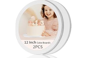 WINKIO Cake Boards 12 Inch Round - Sturdy 1/2 Inch Cake Drum, 12 Inch Cake Boards,Corrugated Cake Base Cake Drums for Multi-Layer Cakes, White, 2 Pcs
