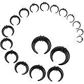 Lusofie 18PCS Acrylic Septum Stretching Kit Black Septum Pincher Tapers C Shape Septum Piercing Kit Stretching Expander Rings for Nose Ear Gauges Size 14G 12G 10G 8G 6G 4G 2G 0G 00G