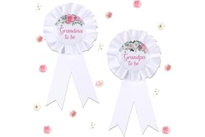 Diartpaint Flower Theme Baby Shower Pins, Spring Floral Grandpa Grandma to Be Tinplate Badge Pins New Grandparents Buttons for Baby Shower Party Favors Decor