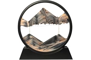 Muyan Moving Sand Art Picture Sandscapes in Motion Round Glass 3D Deep Sea Sand Art for Adult Kid Large Desktop Art Toys (Black, 12 Inch)