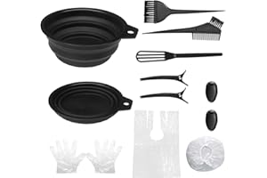 Hair Dye Kit, 9 Pcs Hair Dye Coloring Set with Brush Tinting Bowl Comb Ears Covers Hairdressing Clips Gloves for Salon Person