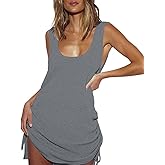 Bsubseach Crochet Coverups for Women Backless Bikini Bathing Suit Cover Up Summer Knitted Beach Tank Dress