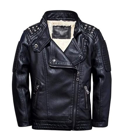 Brinny Jungen Mädchen Kunst Lederjacke Kragen Motorrad Leder Mantel Kinder Biker Style Herbst Winter Jacke