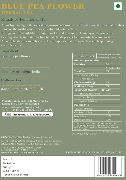 LUXMI ESTATES – BLUE PEA TEA, BUTTERFLY FLOWER 50 TB