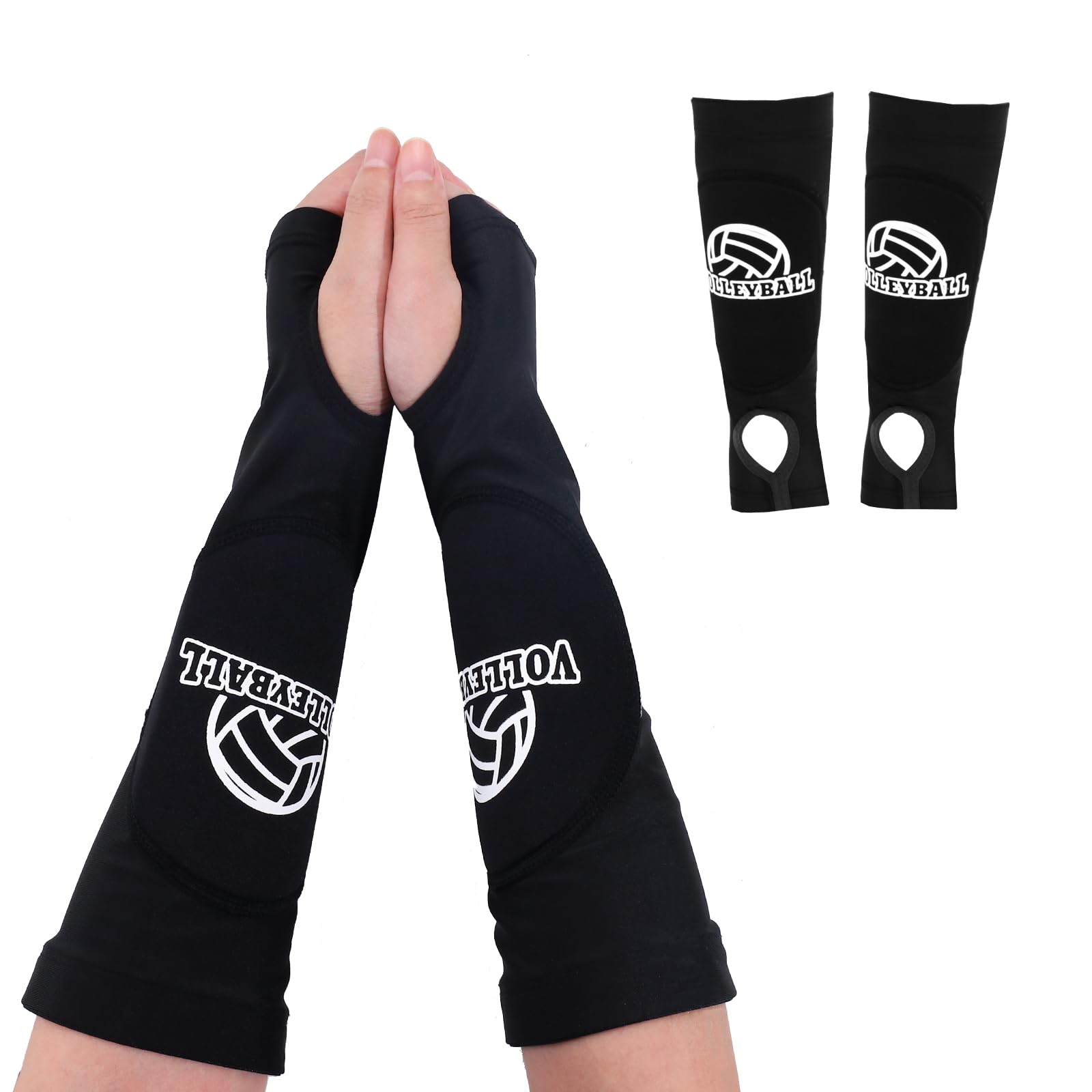 Photo 1 of 2 Pair Volleyball Arm Sleeves with Protection Pads,Unisex Padded Volleyball Wrist Guard for Teen Girls Practice Hitting (S)