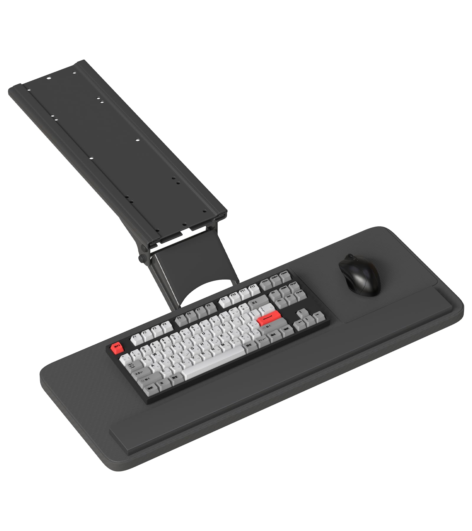 Photo 1 of yeshine Under Desk Keyboard Tray Slide Out, Height Adjustable Computer Keyboard & Mouse Platform Tray, 360° Swivel & 30° Tilt Up and Down, Ergonomic Keyboard Tray Under Desk Slide, Black, 25"W x 9.8"D