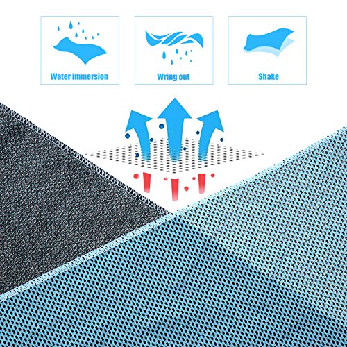 Biange Cooling Towel (10 Pack) for Sports, Workout, Fitness, Gym, Yoga, Golf, Pilates, Travel, Camping & More (Lake Blue) - Thumbnail 3