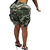 Lucuna Women's Camo Shorts High Waisted Multi-Pocket Army Fatigue Camouflage Casual Cargo Shorts
