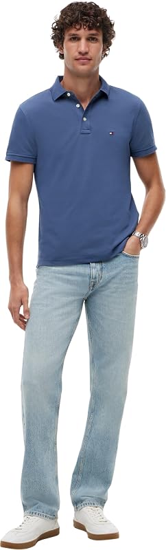 Herren Poloshirt Kurzarm 1985 Slim Fit, Blau (Aegean Sea), L