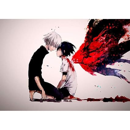 Sweet&rro17 Anime Tokyo Ghoul Poster Ken Kaneki Wanddekoration Wandbild Kleinformat Plakat für Wandgestaltung(H02)